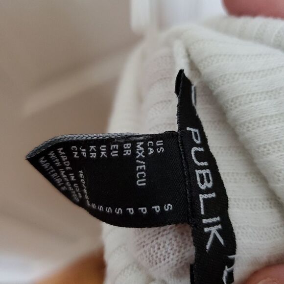 Publik sweater womens size small white turtleneck ribbed cropped short l - Picture 8 of 8